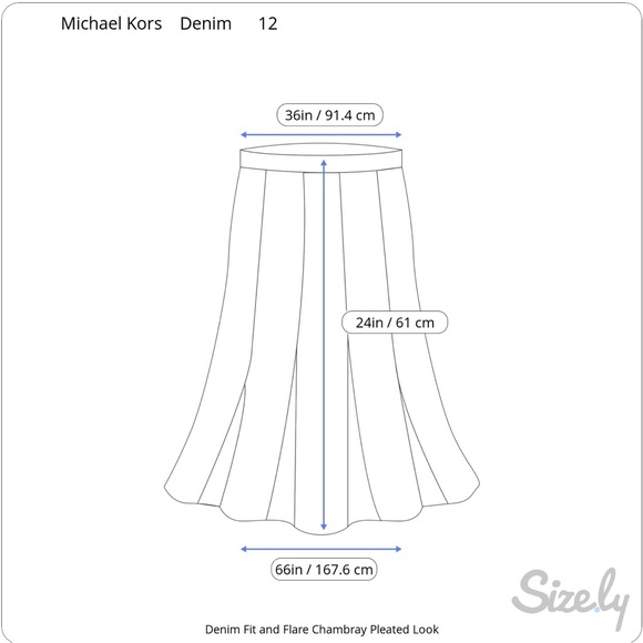 Michael Kors Pleated Denim Skirt - Picture 2 of 3
